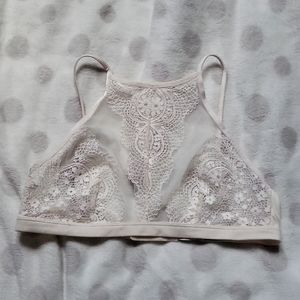 Victoria's Secret Unlined Crochet Lace High Neck Bralette | Size M